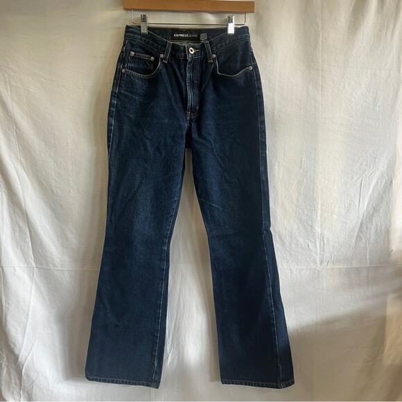 Express Jeans Flare High Rise Womens Size 5/6 Dark Wash Classic Casual Simple - Picture 1 of 11